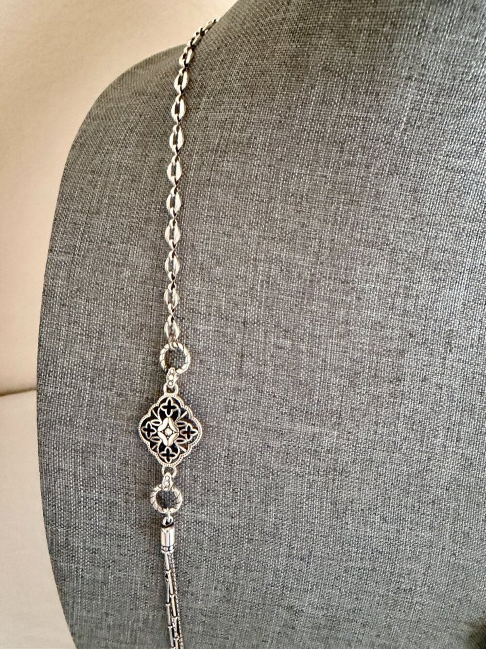 Brighton Women's Elegant Charm Long Adjustable Necklace Silver Plated & Crystals - Picture 8 of 15